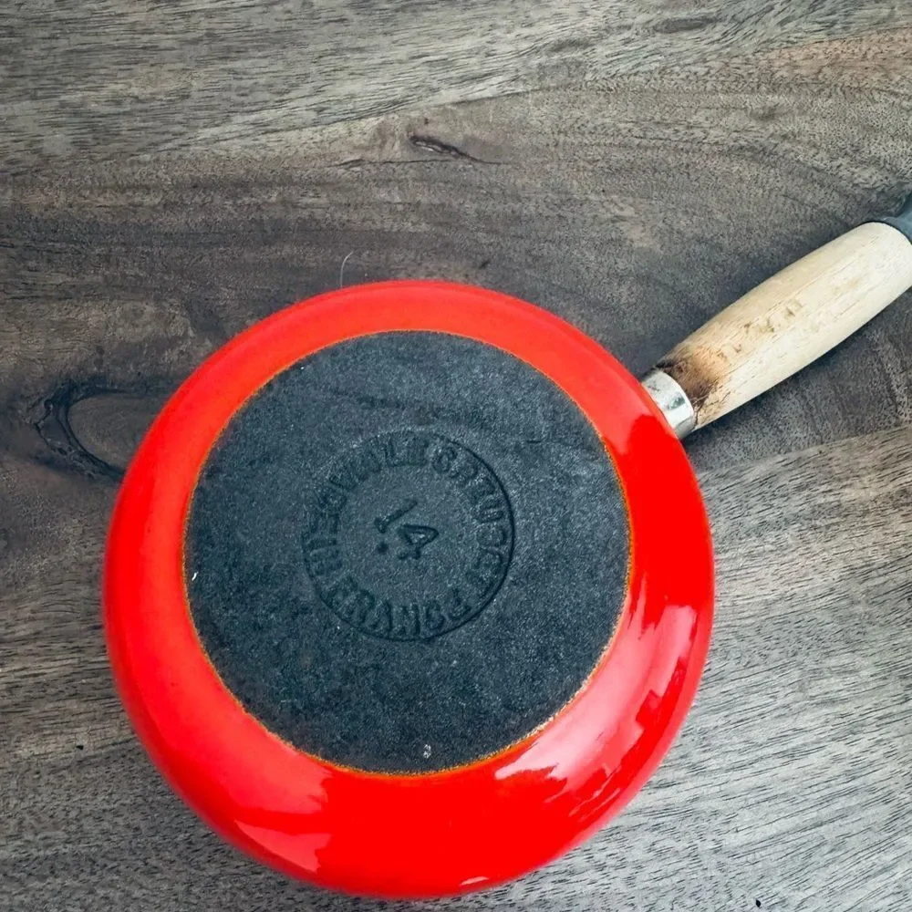 Vintage LeCreuset Flame Orange Enamel Cast Iron Cookware Pot